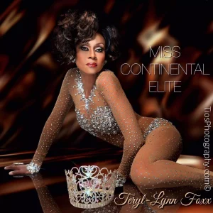 Photo of Teryl-Lynn Foxx sitting with Miss Continental Elite written on bottom 